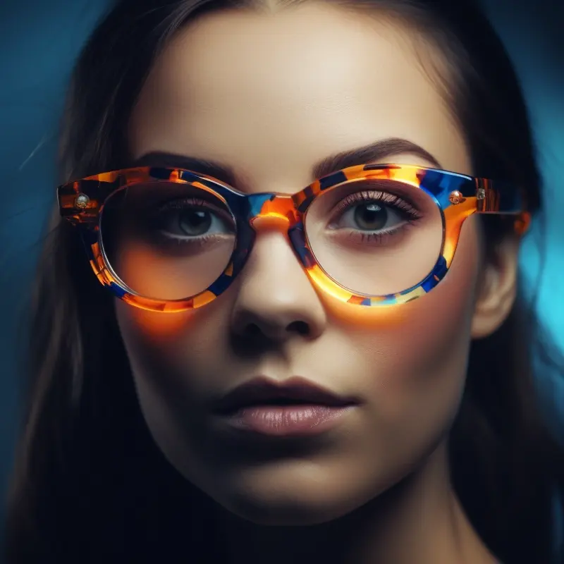 Woman wearing TR90 blue light blocking glasses — lifestyle eyewear for brands sourcing this category