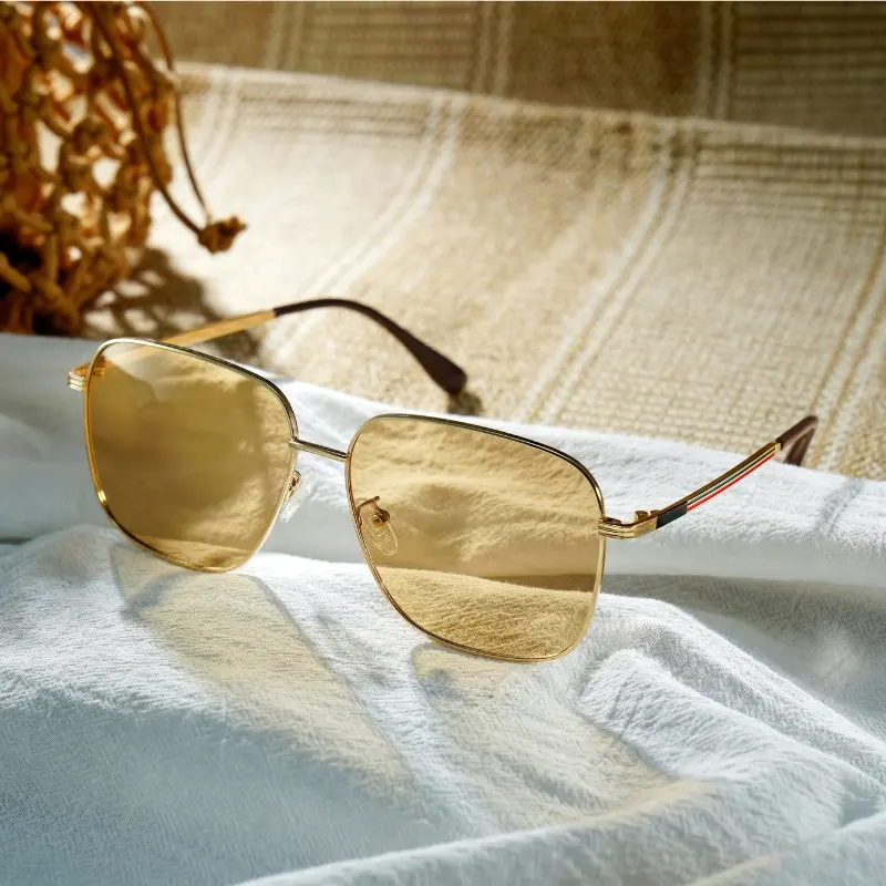 Stainless steel, Monel, and aluminum sunglasses frames side by side — material comparison for eyewear brands